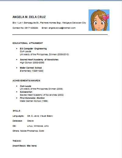 Resume posts philippines
